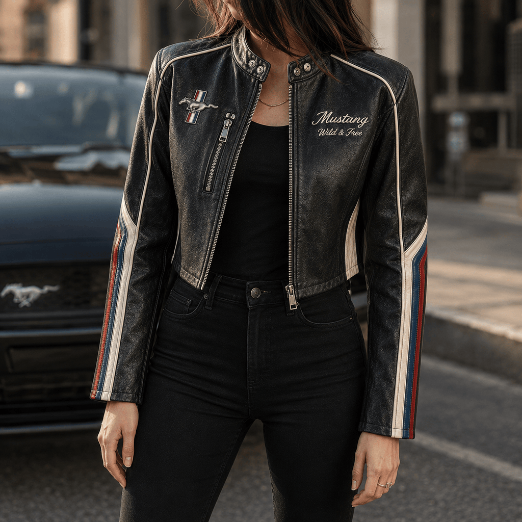 Premium MUST Cropped Leather Zipper Jacket TNSM