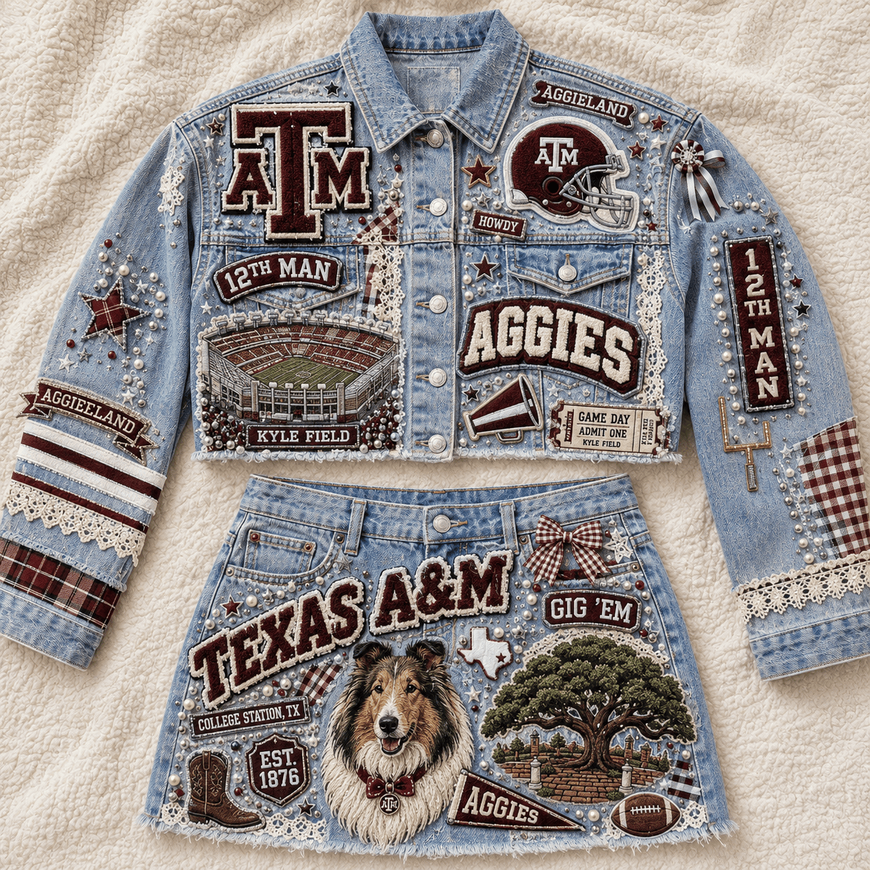 TAMA Embellished Denim Set NTKO